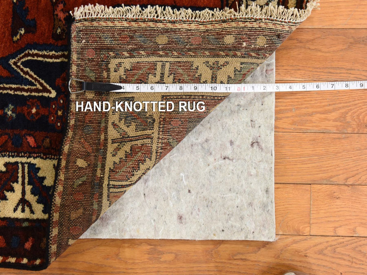 Antique hand-knotted wool rug in Orange & Ivory, 3'3" x 6'3" — SKU O078401 (view 5)