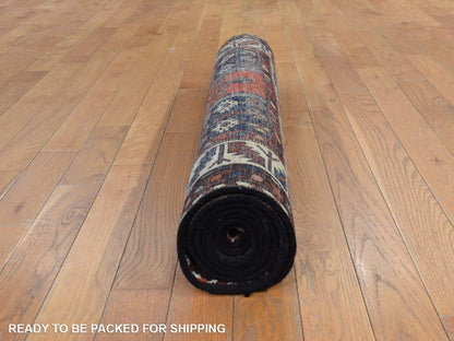 Antique hand-knotted wool rug in Orange & Ivory, 3'3" x 6'3" — SKU O078401 (view 7)
