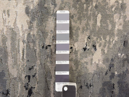Black 2'0" x 3'0" Modern and Contemporary Hand knotted Wool/Silk Rug - Sku: O078402