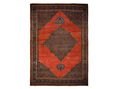 Bidjar Antique hand-knotted wool rug in Red & Blue, 13'6" x 19'2" — SKU O078412