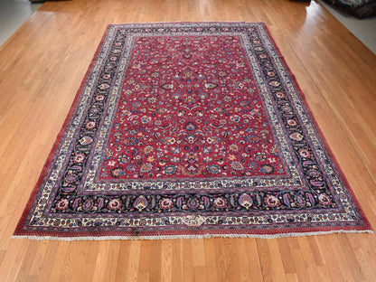 Persian hand-knotted wool rug in Red & Midnight Blue, 9'9" x 12'10" — SKU O078413 (view 3)