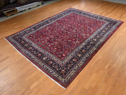 Persian hand-knotted wool rug in Red & Midnight Blue, 9'9" x 12'10" — SKU O078413 (view 4)
