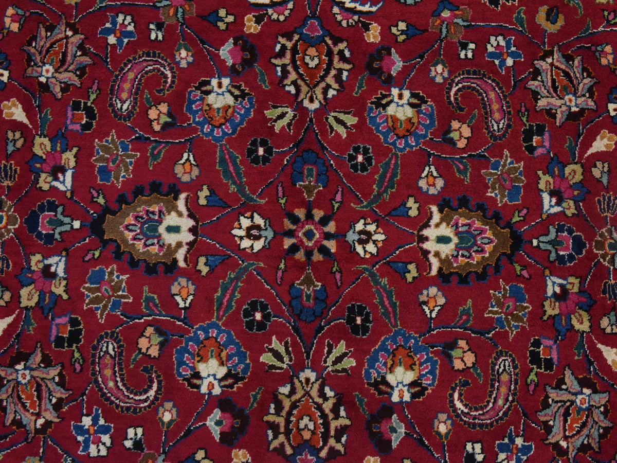 Persian hand-knotted wool rug in Red & Midnight Blue, 9'9" x 12'10" — SKU O078413 (view 5)