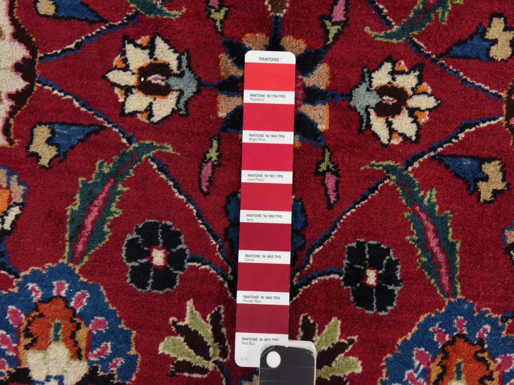 Persian hand-knotted wool rug in Red & Midnight Blue, 9'9" x 12'10" — SKU O078413 (view 6)