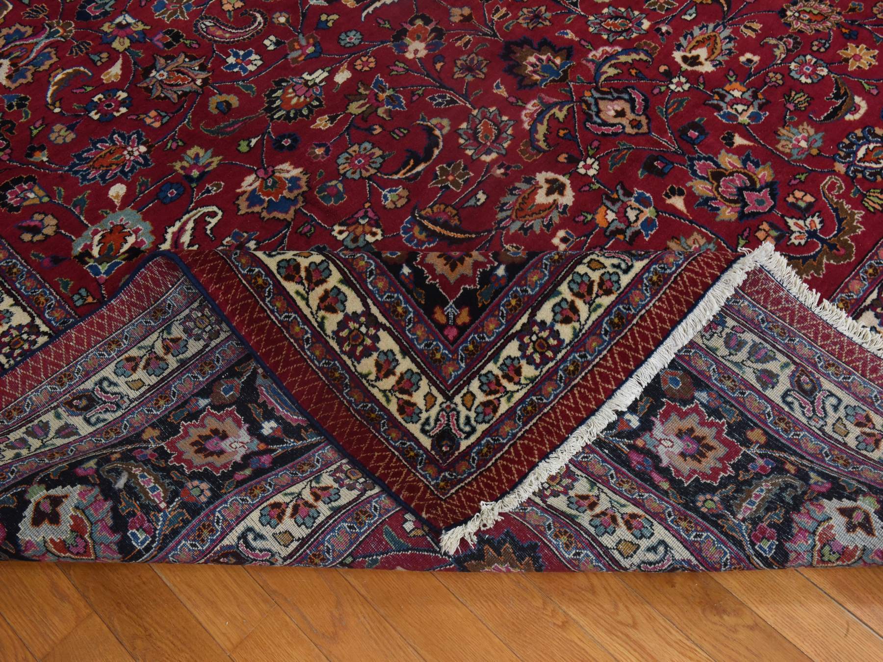 Persian hand-knotted wool rug in Red & Midnight Blue, 9'9" x 12'10" — SKU O078413 (view 7)