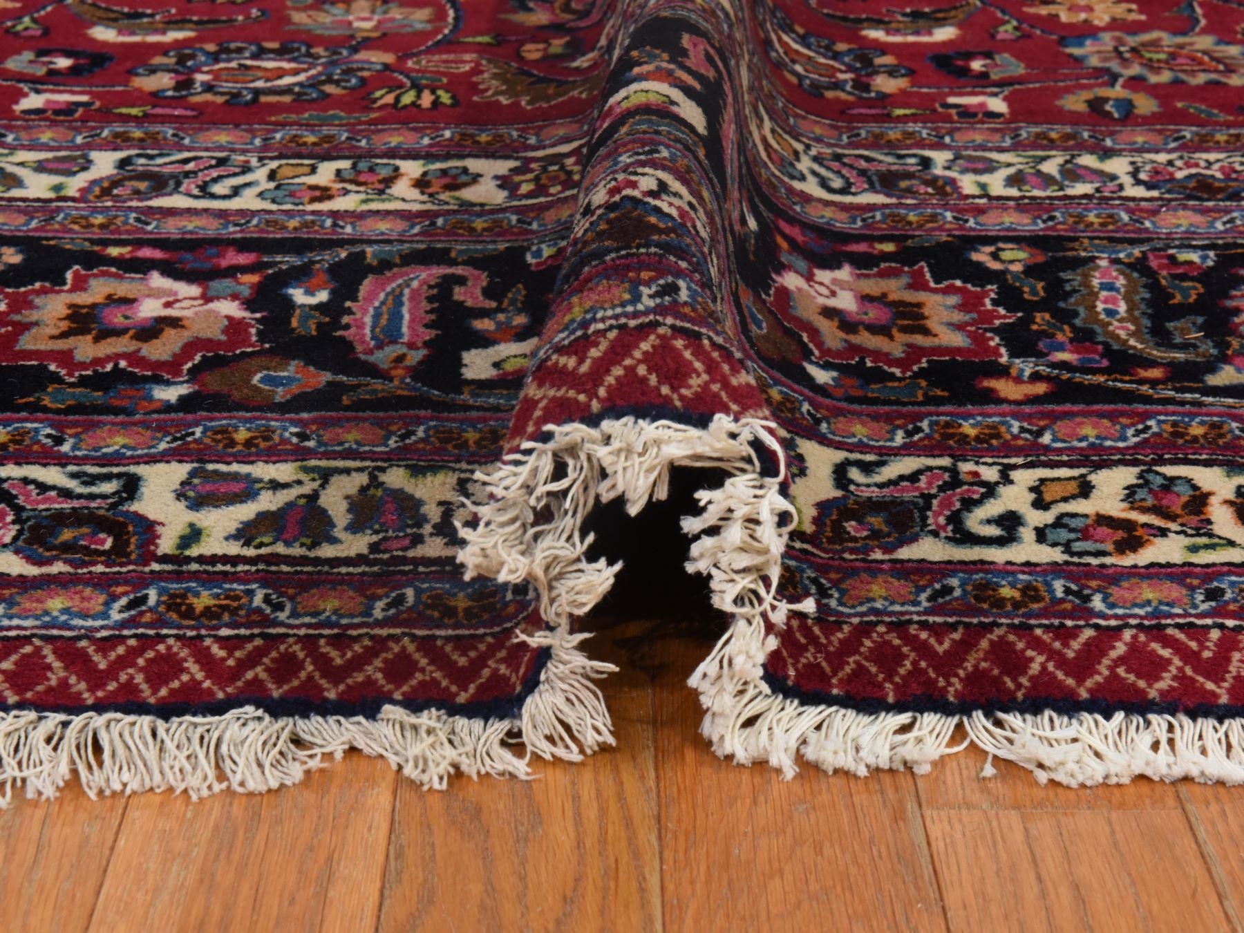 Persian hand-knotted wool rug in Red & Midnight Blue, 9'9" x 12'10" — SKU O078413 (view 8)