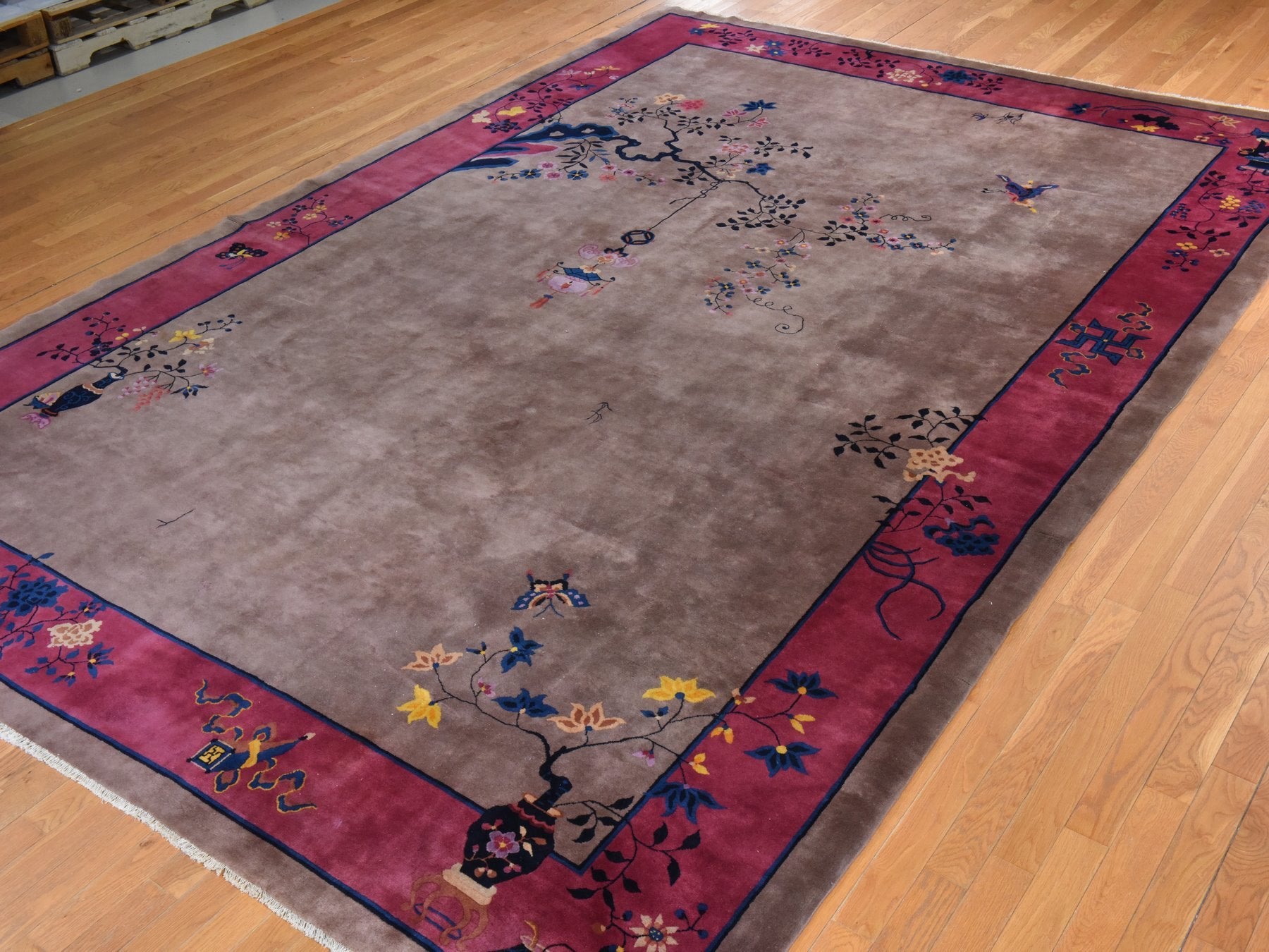 Brown 10'1" x 14'2" Antique Hand knotted Wool Rug - Sku: O078418