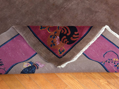 Brown 10'1" x 14'2" Antique Hand knotted Wool Rug - Sku: O078418