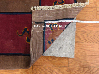 Brown 10'1" x 14'2" Antique Hand knotted Wool Rug - Sku: O078418