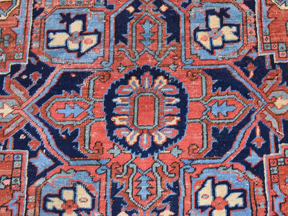 Red 7'2" x 10'0" Heriz Hand knotted Wool Rug - Sku: O078423