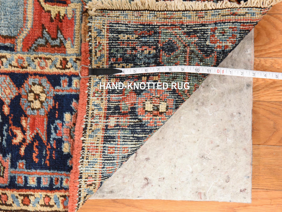 Heriz Heriz hand-knotted wool rug in Red & Navy Blue, 7'2" x 10' — SKU O078423 (view 7)