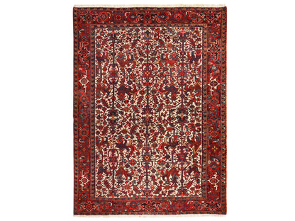 Heriz Persian hand-knotted wool rug in Ivory & Red, 8'3" x 11'1" — SKU O078433