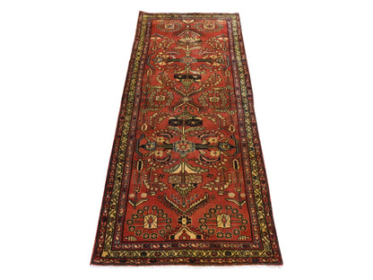 Persian hand-knotted wool runner in Red & Ivory, 3'4" x 9'10" — SKU O078439