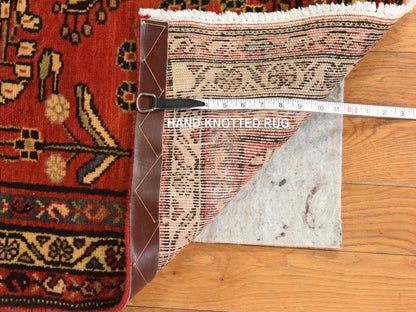 Red 3'4" x 9'10" Persian Hand knotted Wool Rug - Sku: O078439