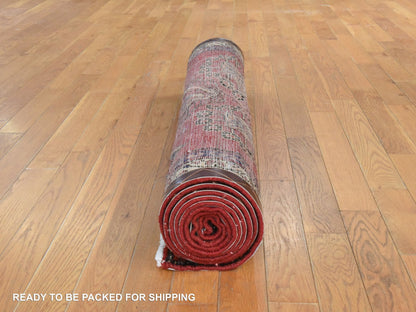 Persian hand-knotted wool runner in Red & Ivory, 3'4" x 9'10" — SKU O078439 (view 6)