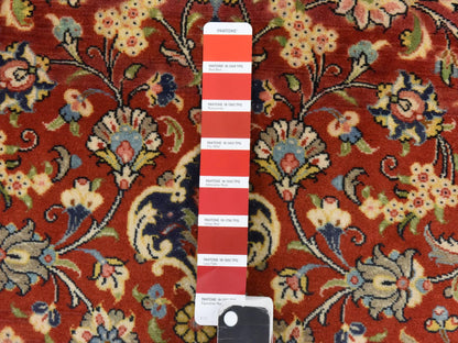 Qum Persian hand-knotted wool runner in Red & Midnight Blue, 2'8" x 16'6" — SKU O078440 (view 2)