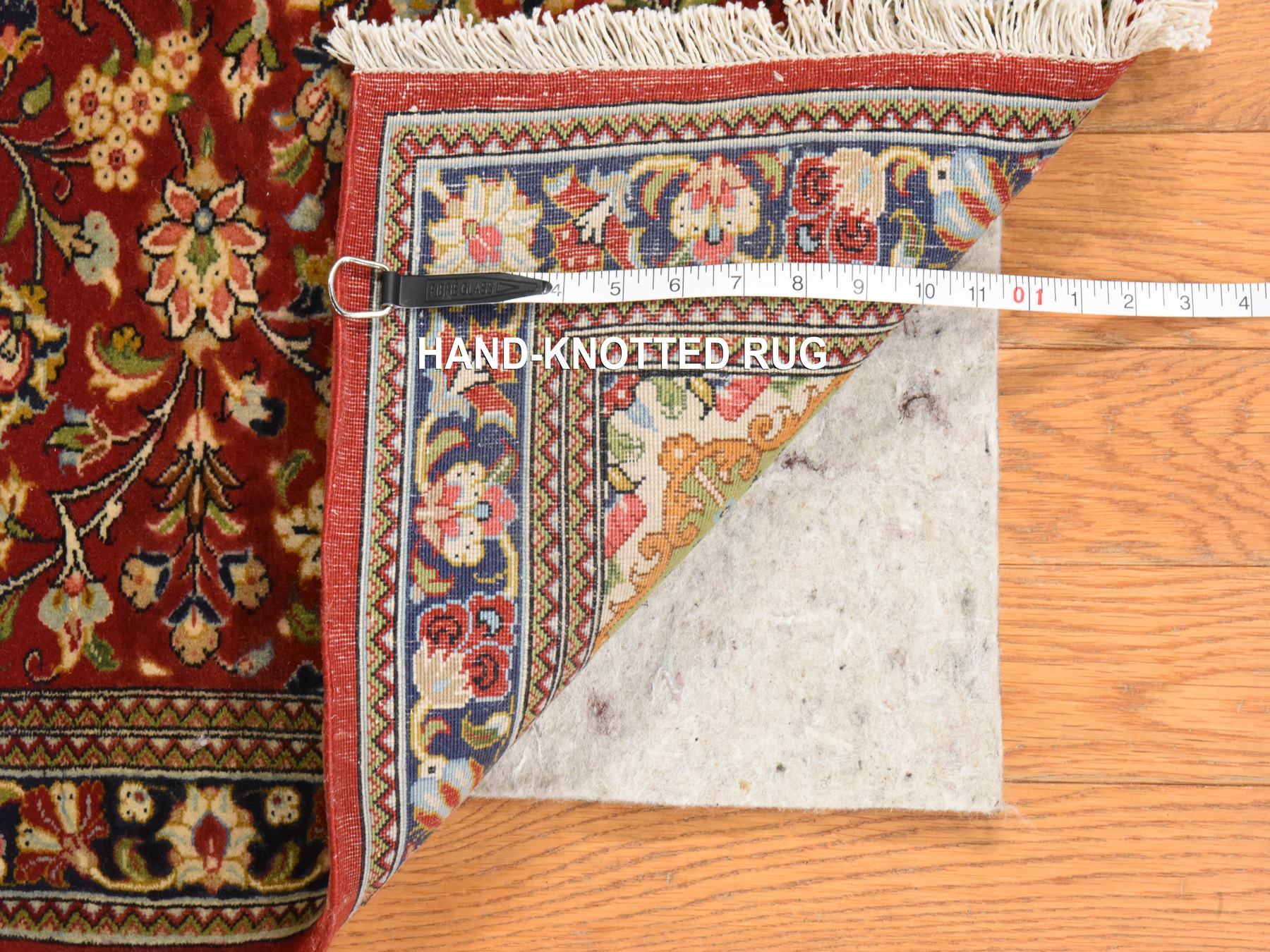 Qum Persian hand-knotted wool runner in Red & Midnight Blue, 2'8" x 16'6" — SKU O078440 (view 3)