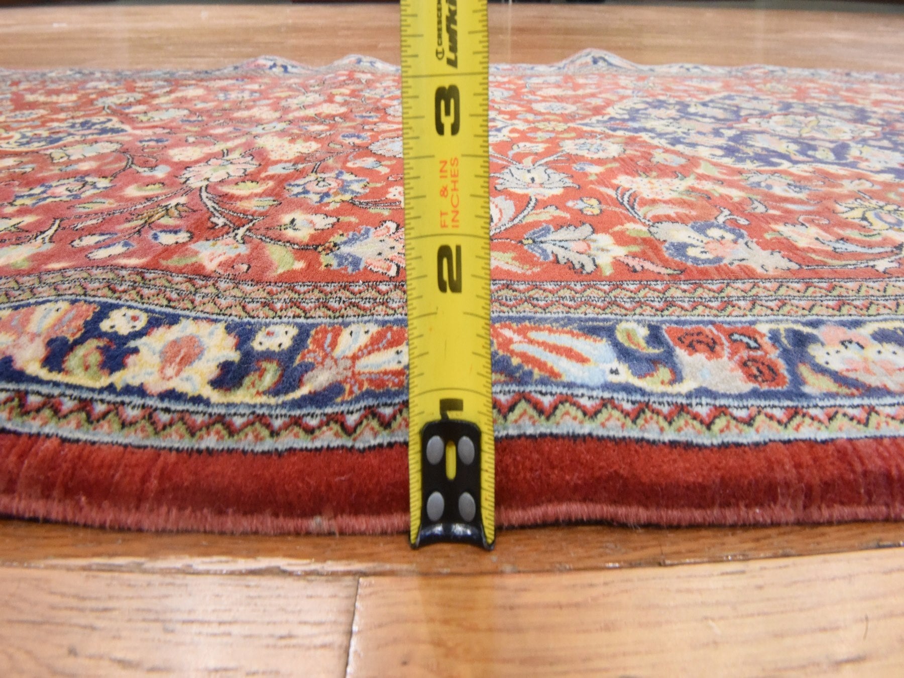 Qum Persian hand-knotted wool runner in Red & Midnight Blue, 2'8" x 16'6" — SKU O078440 (view 4)