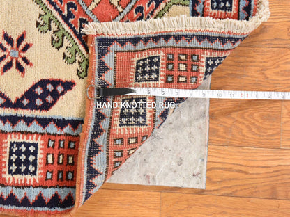 Yellow 2'6" x 13'1" Tribal & Geometric Hand knotted Wool Rug - Sku: O078441