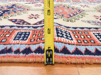 Tribal & Geometric hand-knotted wool runner in Yellow & Red, 2'6" x 13'1" — SKU O078441 (view 6)