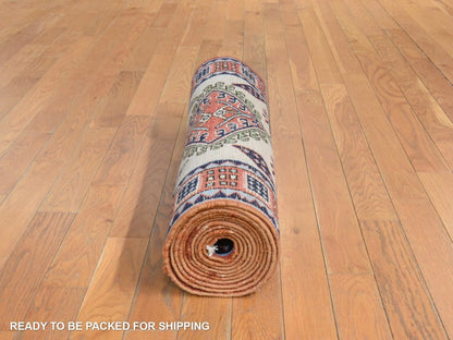 Tribal & Geometric hand-knotted wool runner in Yellow & Red, 2'6" x 13'1" — SKU O078441 (view 7)