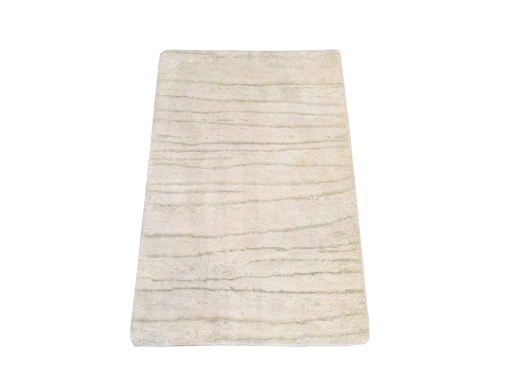 Ivory 2'0" x 3'0" Modern and Contemporary Hand knotted Wool/Silk Rug - Sku: O078445