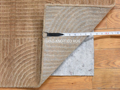 Brown 2'0" x 3'2" Silk Hand knotted Wool/Silk Rug - Sku: O078447