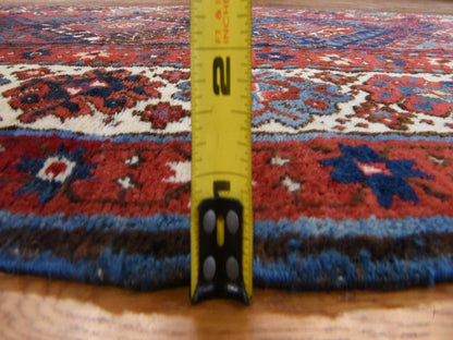 Kazak Antique hand-knotted wool runner in Red & Ivory, 4' x 9'4" — SKU O078451 (view 7)