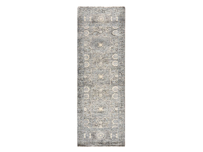 Blue 2'7" x 8'0" Mamluk Hand knotted Silk Rug - Sku: O078453