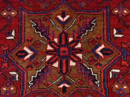 Heriz Heriz hand-knotted wool runner in Red & Midnight Blue, 3'4" x 10'9" — SKU O078455 (view 4)