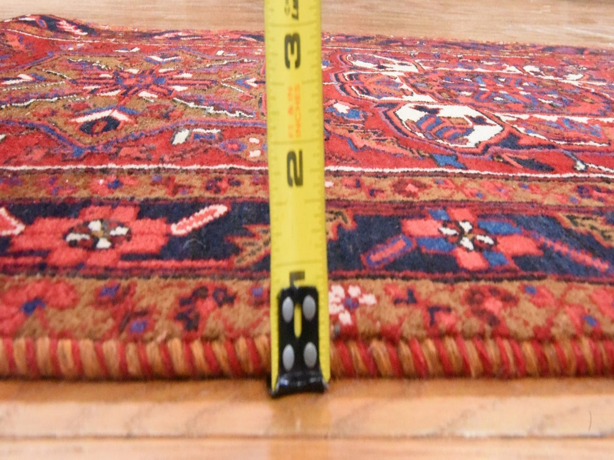 Heriz Heriz hand-knotted wool runner in Red & Midnight Blue, 3'4" x 10'9" — SKU O078455 (view 7)