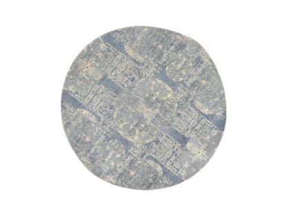 Blue 4'0" x 4'0" Transitional Hand knotted Wool/Silk Rug - Sku: O078461