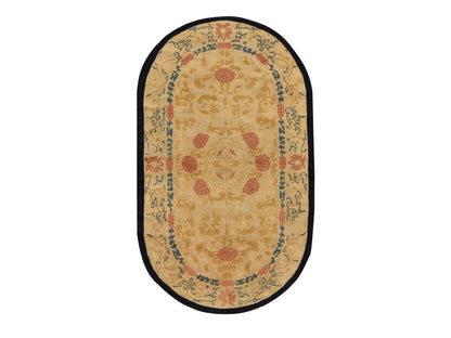 Brown 4'0" x 6'9" Antique Hand knotted Wool Rug - Sku: O078462