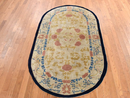 Brown 4'0" x 6'9" Antique Hand knotted Wool Rug - Sku: O078462