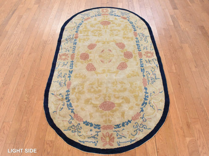 Brown 4'0" x 6'9" Antique Hand knotted Wool Rug - Sku: O078462