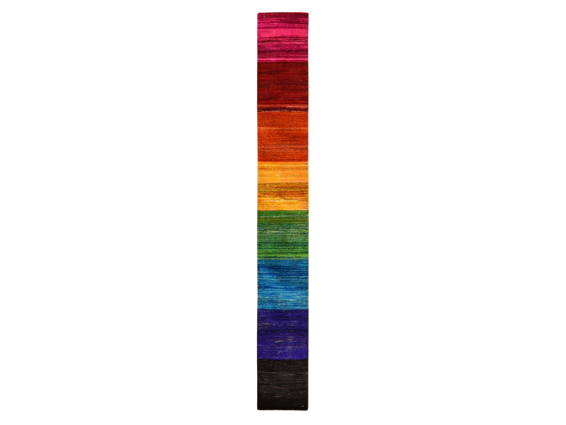 Modern / Contemporary hand-knotted sari silk runner in Multicolored, 1' x 9' — SKU O078463