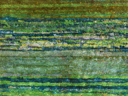 Modern / Contemporary hand-knotted sari silk runner in Multicolored, 1' x 9' — SKU O078463 (view 4)