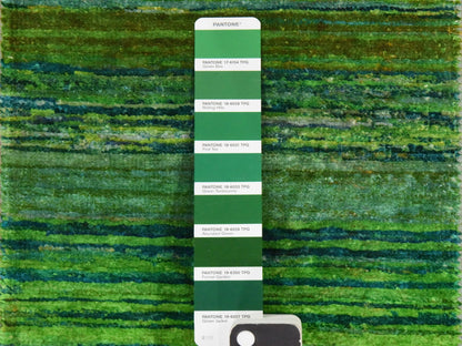 Modern / Contemporary hand-knotted sari silk runner in Multicolored, 1' x 9' — SKU O078463 (view 5)