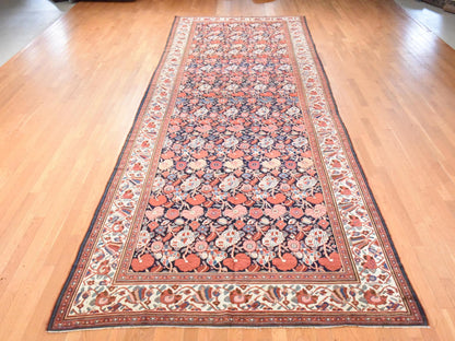 Blue 7'2" x 19'3" Antique Hand knotted Wool Rug - Sku: O078467