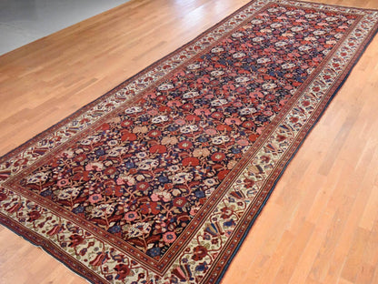Blue 7'2" x 19'3" Antique Hand knotted Wool Rug - Sku: O078467