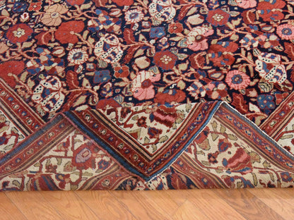 Blue 7'2" x 19'3" Antique Hand knotted Wool Rug - Sku: O078467
