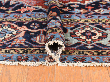 Red 8'10" x 12'2" Antique Hand knotted Wool Rug - Sku: O078468