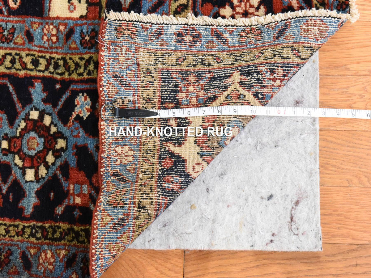 Heriz Antique hand-knotted wool rug in Red & Midnight Blue, 8'10" x 12'2" — SKU O078468 (view 8)