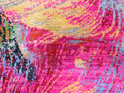Modern / Contemporary hand-knotted sari silk rug in Pink, 2' x 3'1" — SKU O078470 (view 2)