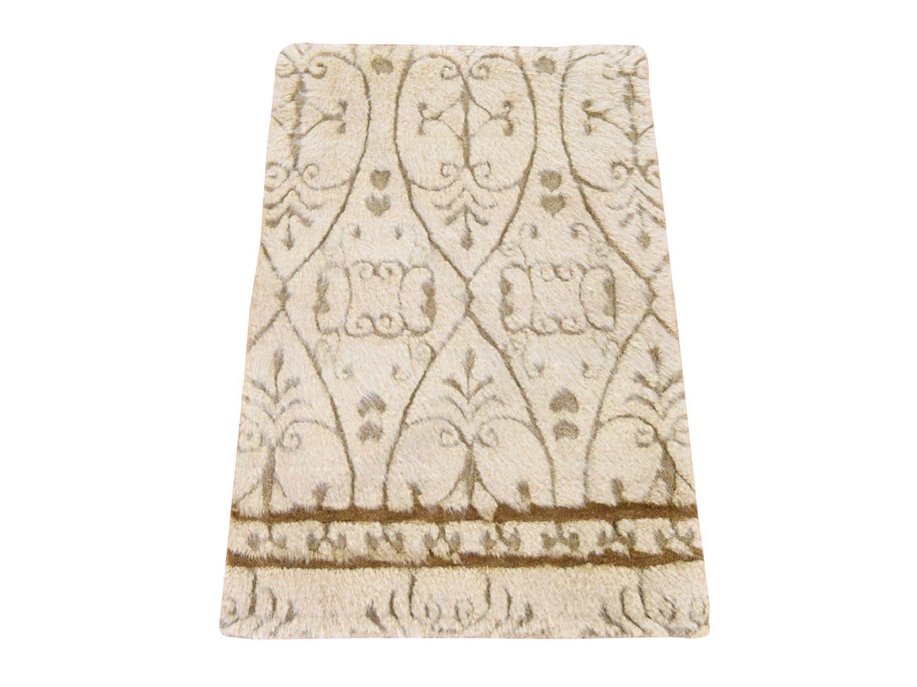 Tribal & Geometric hand-knotted wool rug in Beige, 2' x 3'2" — SKU O078472