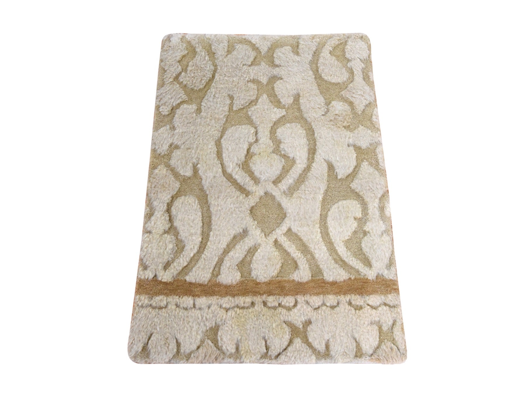 Beige 2'0" x 3'2" Tribal & Geometric Hand knotted Wool Rug - Sku: O078473