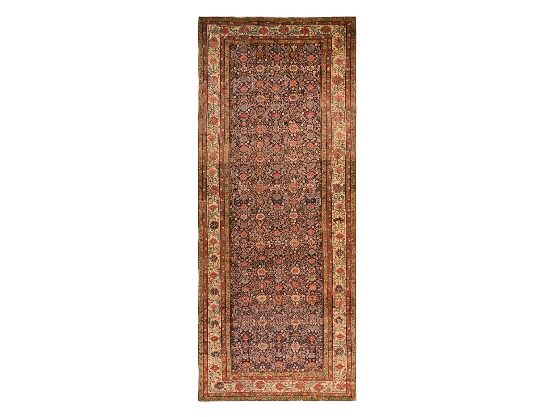 Blue 6'4" x 16'3" Antique Hand knotted Wool Rug - Sku: O078475
