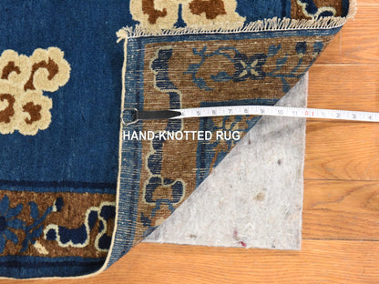 Blue 3'0" x 5'6" Antique Hand knotted Wool Rug - Sku: O078478