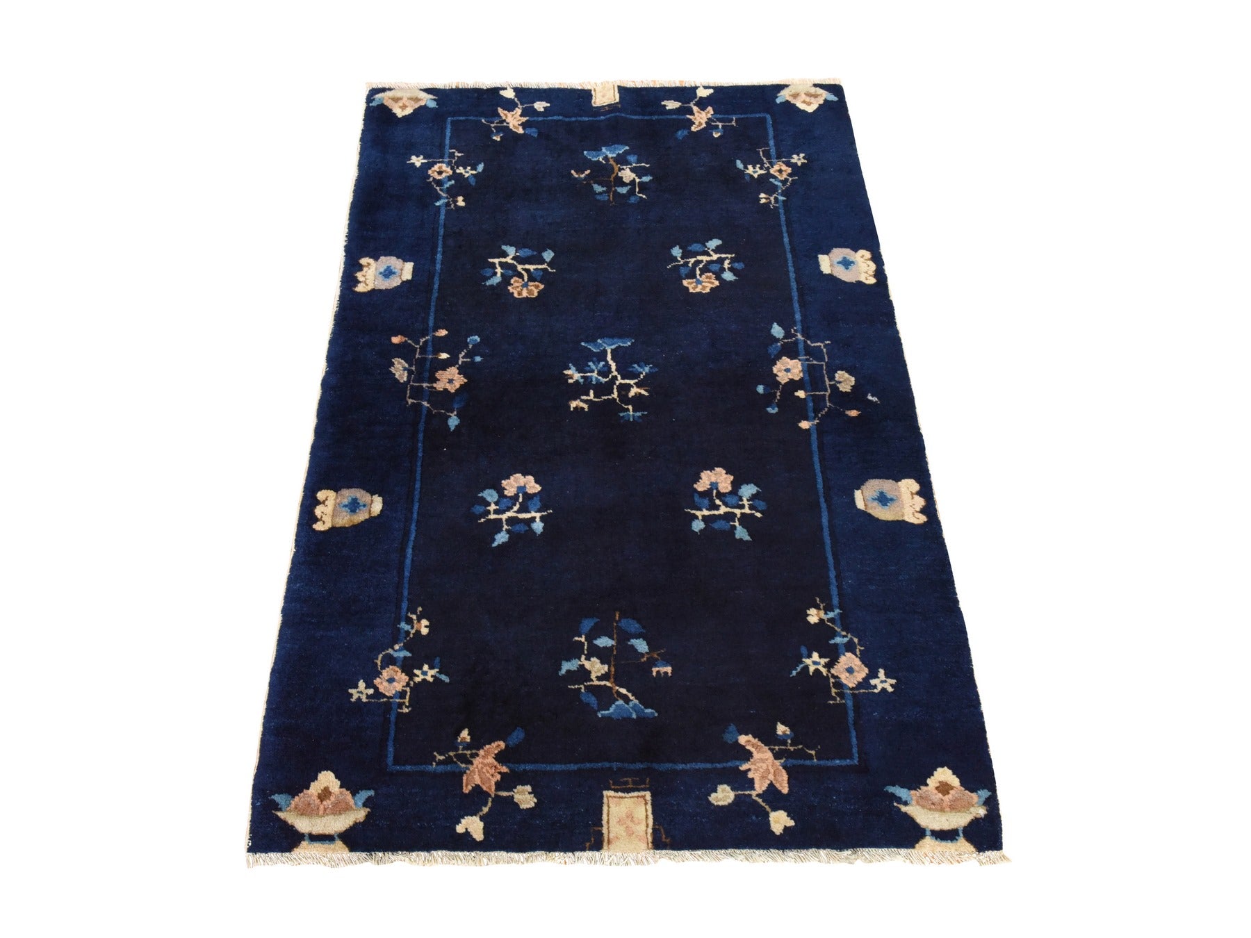 Blue 3'0" x 4'6" Antique Hand knotted Wool Rug - Sku: O078479