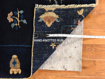 Blue 3'0" x 4'6" Antique Hand knotted Wool Rug - Sku: O078479